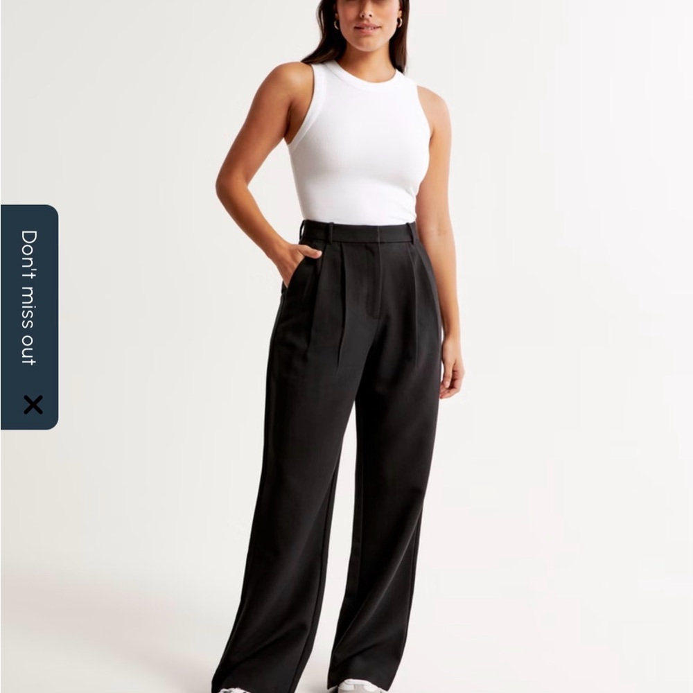 Curve Love A&F Sloane Tailored Wide Leg Pant sz 27 Black